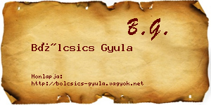 Bölcsics Gyula névjegykártya